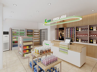 现代便利店 中岛柜 冰柜 外立面 壁柜