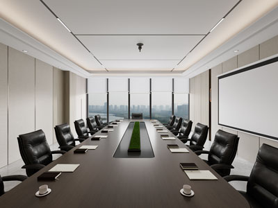 新中式会议室 会议桌 会议室背景