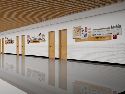 新中式教室走廊文化墙展览