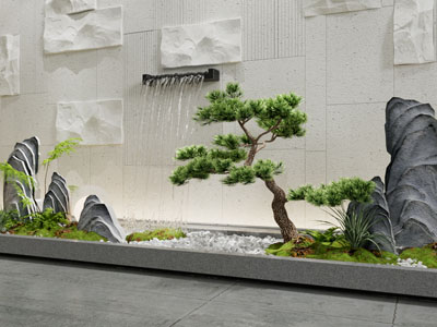 新中式假山水景 叠水景观 室内景观小品 庭院小品