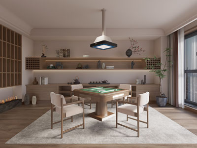 原木风麻将室 棋牌室