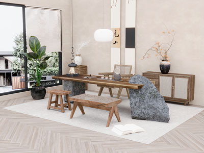 侘寂中古茶桌椅