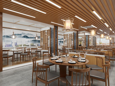 新中式饭店餐馆就餐区