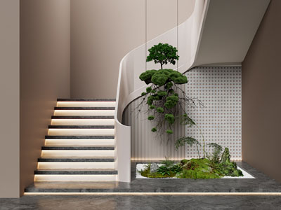 楼梯间造景 扶手楼梯