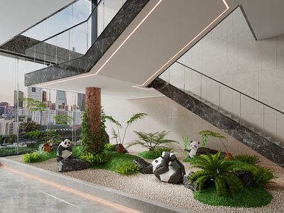 楼梯间造景 植物堆