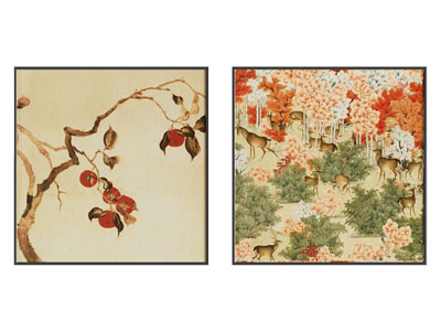 新中式花鸟画 装饰画 小鹿挂画