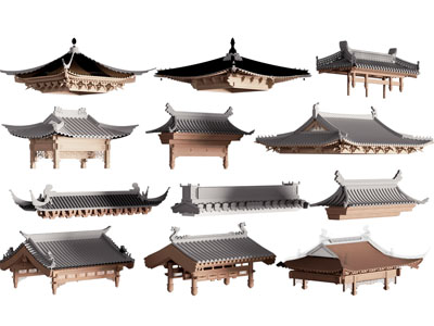 中式屋檐组合