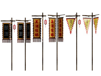 现代中式商业街旗杆 老街景观小品旗杆 酒文化旗帜