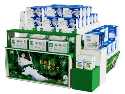 现代金典牛奶摆台 地堆 展台