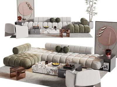 法式奶油风沙发组合 休闲椅 装饰画