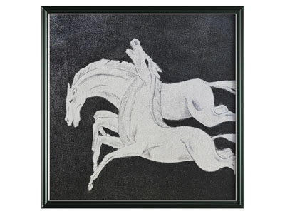 中古风肌理画 马匹画 装饰画