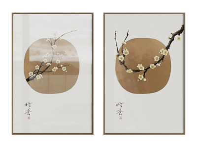 新中式装饰画 花卉画 梅花画