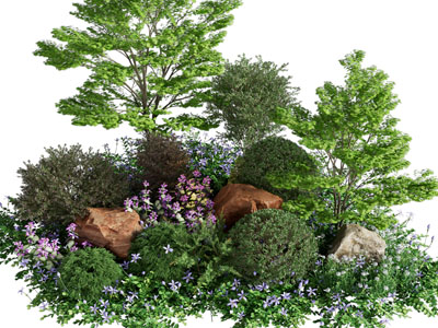 现代公园花草灌木景观园艺小品
