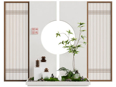 新中式室内花池 花草植物景观园艺小品