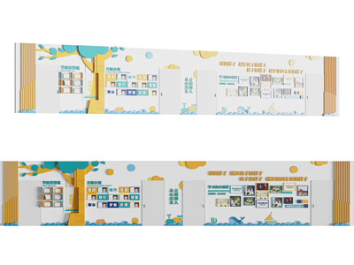 小学校园文化墙墙面模型