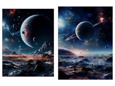 儿童画 肌理画 星球装饰挂画