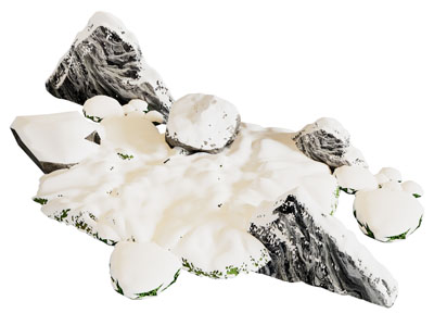 现代雪景石头