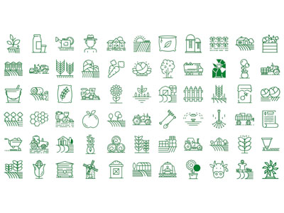 现代农业 牧场 农场 农具机械 种植水稻 图标 LOGO 标