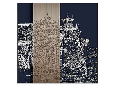 新中式建筑画 挂画 装饰画