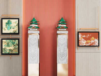 新中式雕塑 装饰挂画 山水画