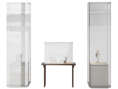 现代博物馆 玻璃展台 展具 瓷器瓶子
