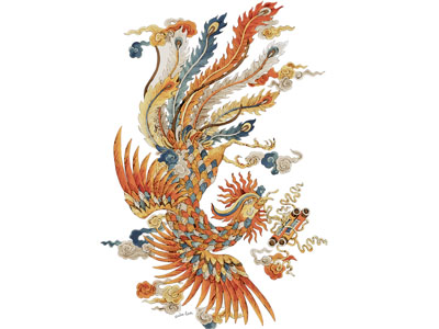 现代凤凰墙饰