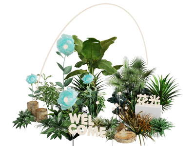 现代网红美陈 植物景观小品 打卡拍照 橱窗