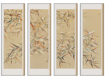 新中式挂画 新中式挂画组 竹子装饰画 国画 办公室挂画