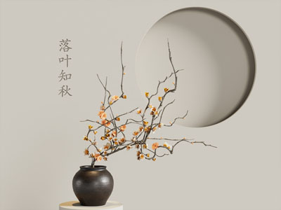 侘寂风花瓶花卉