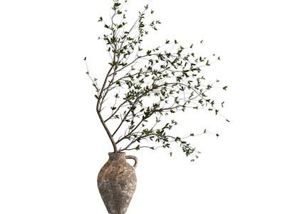 侘寂风粗陶花瓶花卉