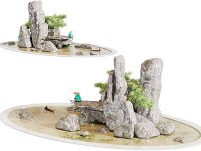 新中式水景 假山景观园艺小品