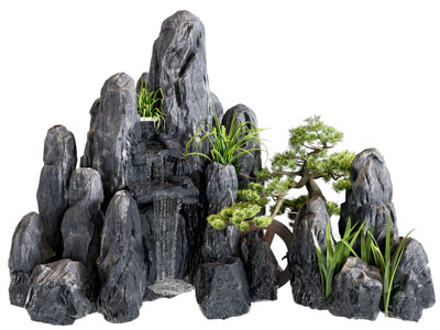 现代景观 现代园林景观 石头假山