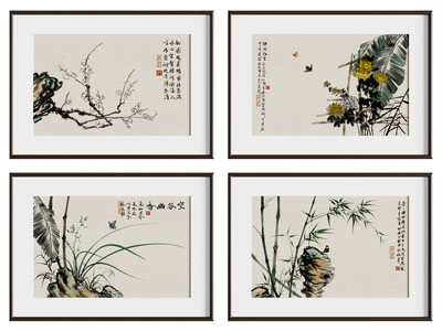 新中式挂画 组合画 国画