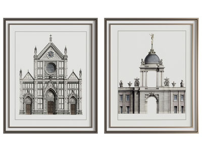美式建筑装饰挂画