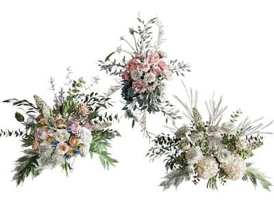 现代美陈 花束 白色花 粉色花 彩色花 花