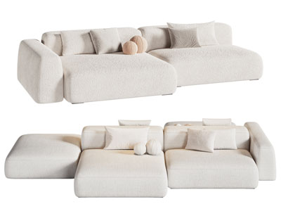 现代奶油风 布艺组合沙发