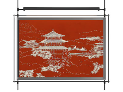 新中式建筑画 肌理画 装饰画 壁画灯