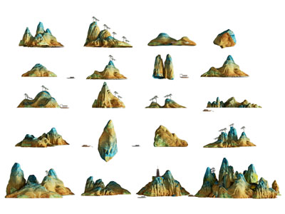千里江山图 青绿山水 山峰 水墨画 国风