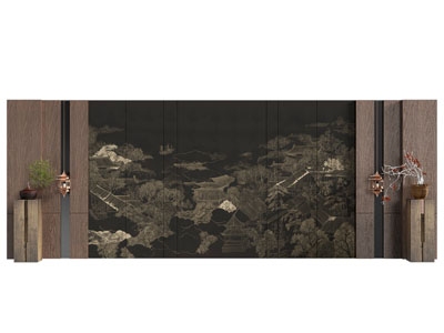 新中式背景墙 沙发背景