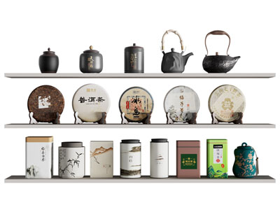 茶壶 茶叶 绿茶 茶饼 新中式摆件