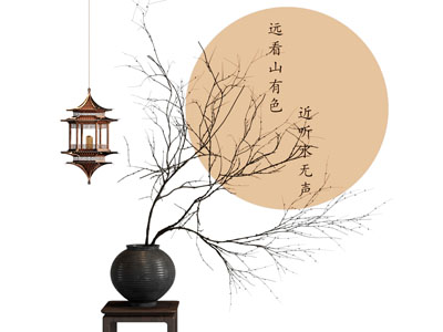 新中式干枝花瓶 吊灯