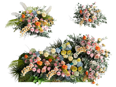 花 花簇 红花 黄花 粉色花 花草堆 花丛 鲜花