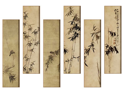 新中式挂画 竹子画 竖挂画