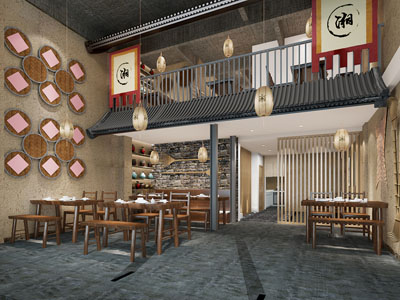 新中式饭店餐馆就餐区