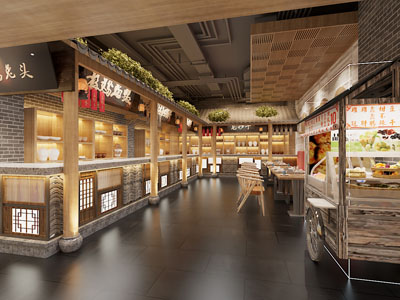 新中式饭店餐馆就餐区
