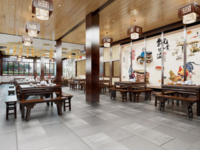 新中式饭店餐馆就餐区