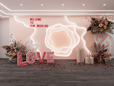时尚流行love花艺婚礼美陈