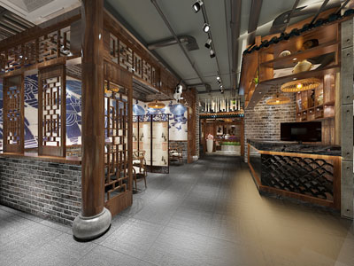 中式饭店餐馆就餐区 前台