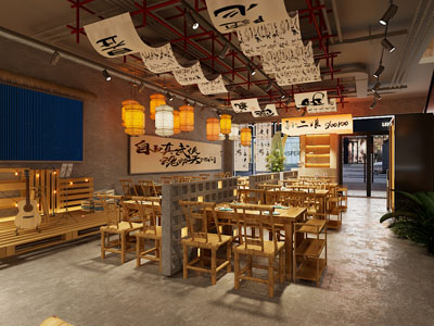 工业风民宿饭店餐馆就餐区
