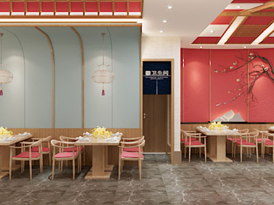 新中式饭店餐馆就餐区
